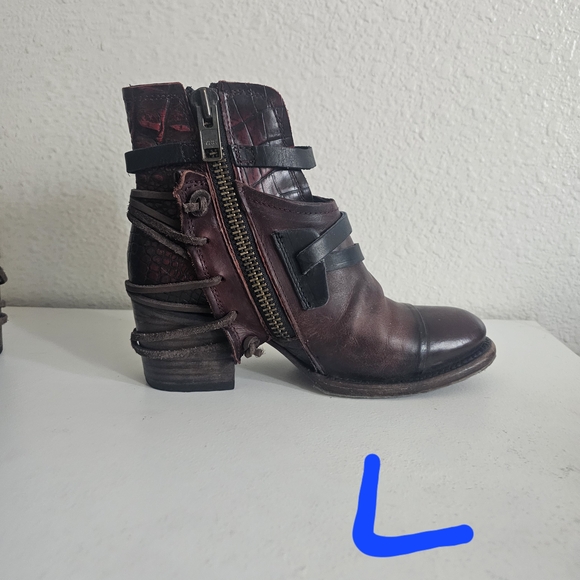 Freebird by Steven Burgundy Leather Ankle Boots Crue - Picture 5 of 16